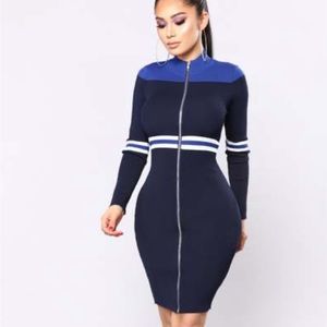 Fashion Nova Zipper dress Navy size M